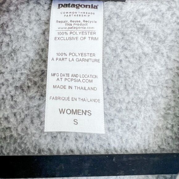 Patagonia Women's Better Sweater Coat Fleece Trench Birch White Gray Size Small - Picture 5 of 9